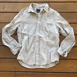 Men's Abercrombie & Fitch Green Linen Button-up